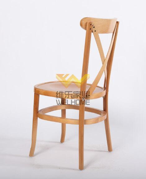 Natural wooden vineyard crossback chair for wedding/event